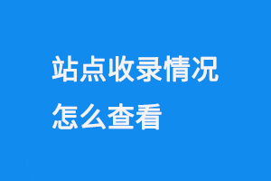 站點收錄情況怎么查看